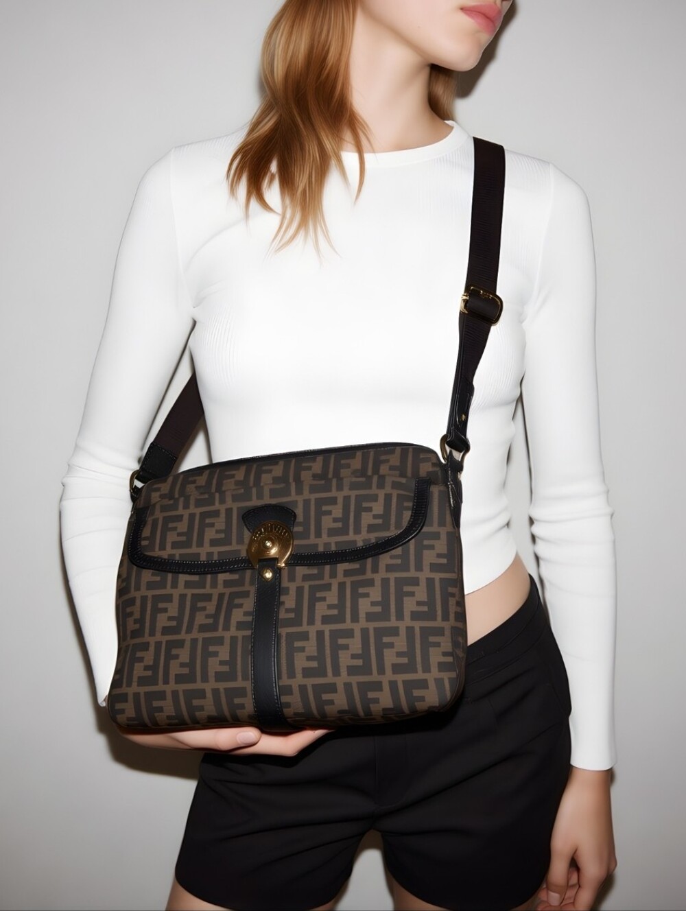 Fendi Zucca Chef Monogram Crossbody Bag with COA